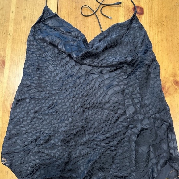 HAUTE HIPPIE Black Backless Halter Cowl Drape Neck New NWOT Animal Print - Large - Picture 2 of 4